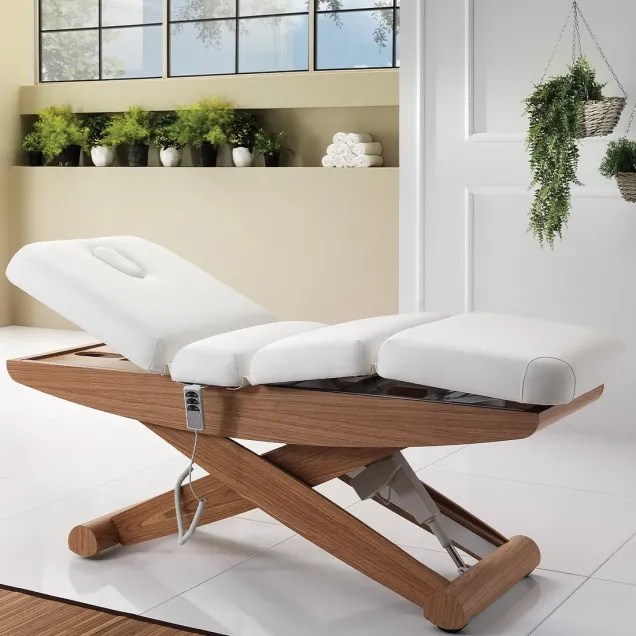 Lettino Estetica Elettrico in Legno a 3 Motori e Funzione Cromoterapia
