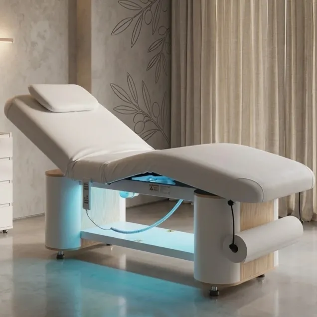 Lettino Estetica Elettrico in Legno con 3 Motori e Led Cromoterapia