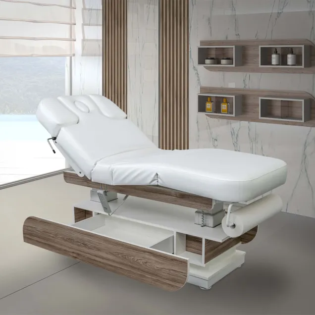 Lettino Estetica Elettrico Professionale in Legno con Cassetto Onda Made Italy