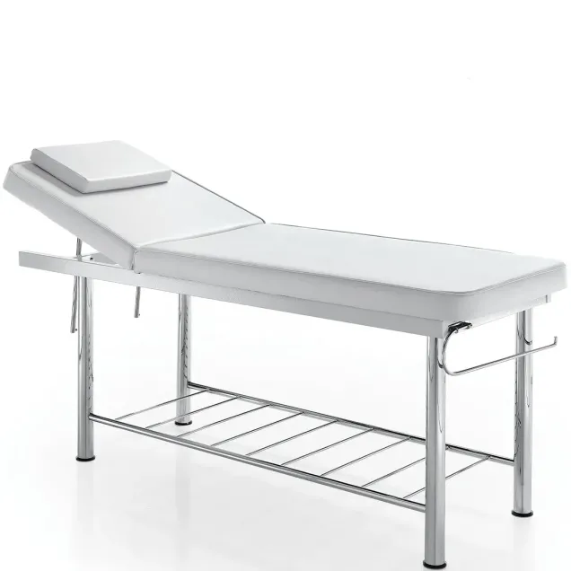 Lettino Massaggi Professionale con Testata Regolabile e Asta Porta Rotolo