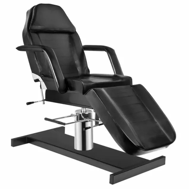 Lettino Massaggi Professionale Nero 2 Snodi con Pompa di Sollevamento