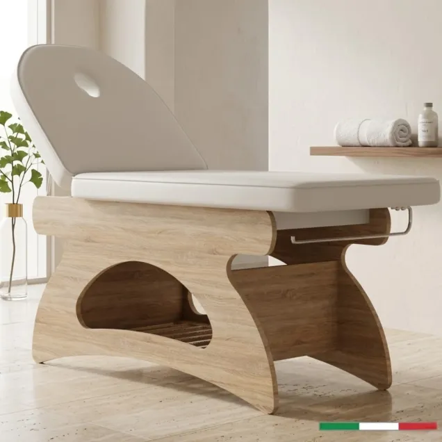 Lettino Massaggio in Legno Professionale Regolabile con Porta Rotolo