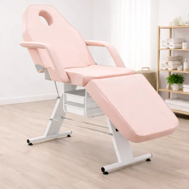 Lettino Massaggio Professionale per Estetista con Rivestimento Rosa