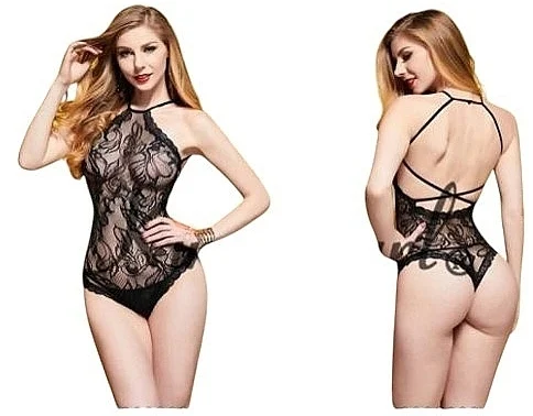Body erotico, elastico, a rete, nero
