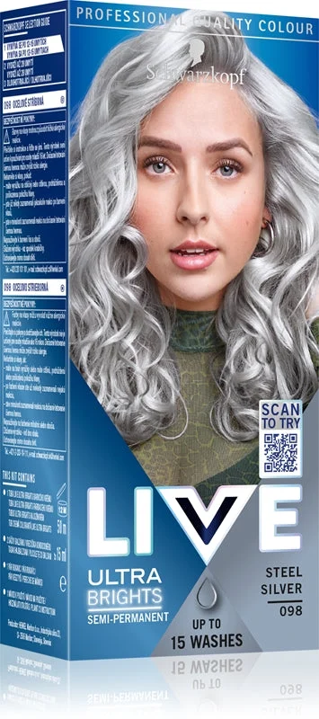 Schwarzkopf LIVE Ultra Brights or Pastel tinta per capelli semipermanente colore 98 Steel Silver