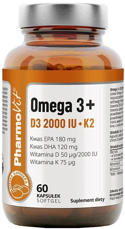 Integratore alimentare Omega 3+D3 2000 IU + K2