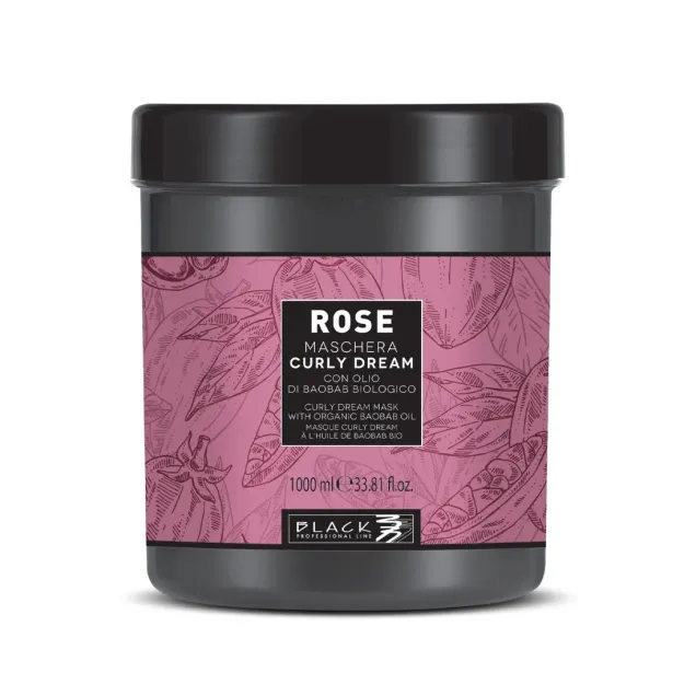 Maschera Capelli Ricci e Ondulati 1000 ml Rose Black Professional