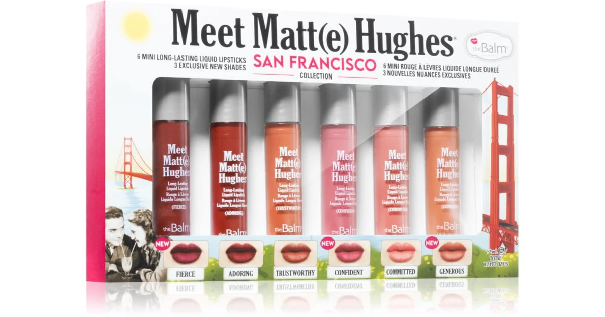 theBalm Meet Matt(e) Hughes Mini Kit San Francisco set di rossetto liquido per un effetto lunga durata