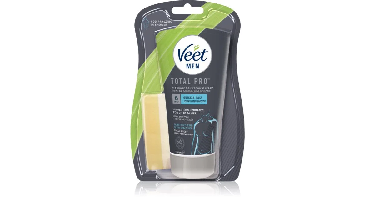 Veet MEN crema depilatoria per la doccia per pelli sensibili per uomo 150 ml