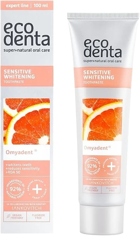 Dentifricio sbiancante per denti sensibili, senza fluoro