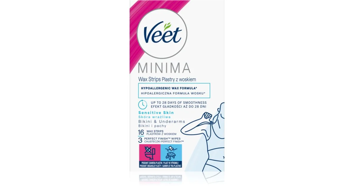 Veet Minima Hypoallergenic strisce depilatorie alla cera per la zona bikini 16 pezzi