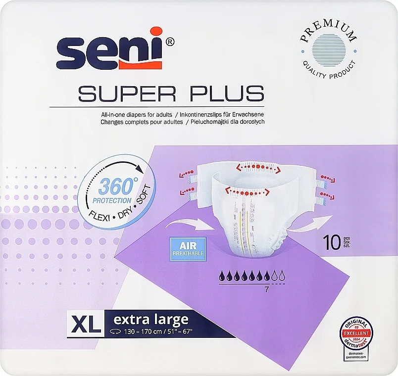 Pannolini per adulti Super Seni Plus, 130-170 cm