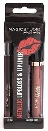 Magic Studio Metallic Lip Gloss & Lipliner (lipgloss/3,8ml + lipliner/1g)