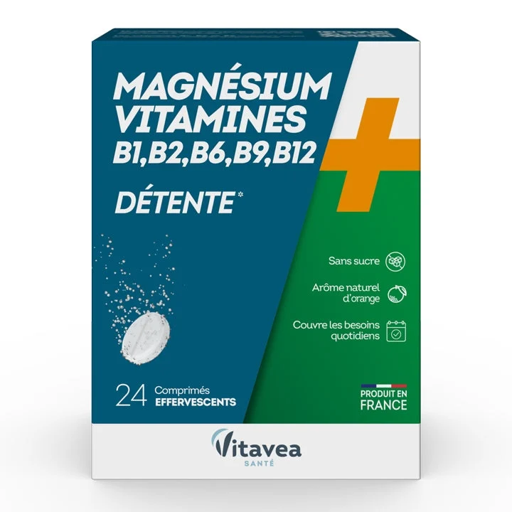 Vitavea Magnesio, Vitamine B1, B2, B6, B9, B12 Rilassante 24 Compresse Effervescenti
