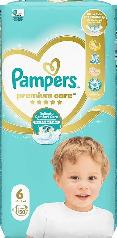 Pannolini Premium Care 6 (13-18 kg), 50 pezzi