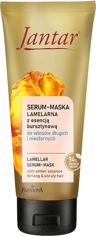Siero-maschera con essenza d'ambra per capelli lunghi e ribelli