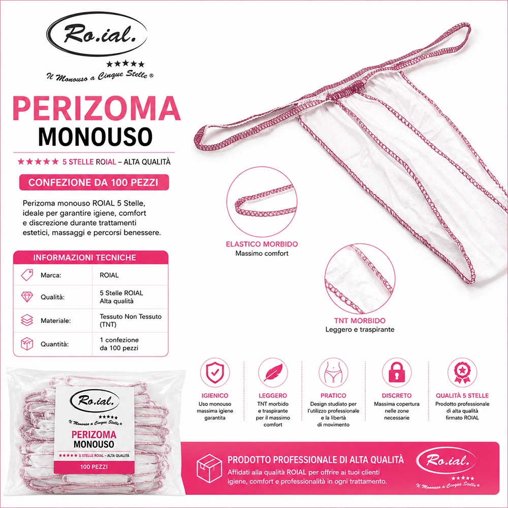Perizoma Monouso in TNT ROIAL CRYSTAL 5 Stelle – Confezione da 100 Pezzi