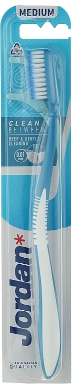 Spazzolino con filo interdentale, media durezza, bianco-blu scuro