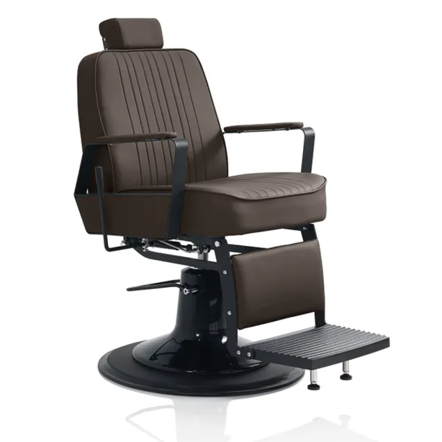 Poltrona Barber Professionale Hair Graffiti Marrone con Base Nera
