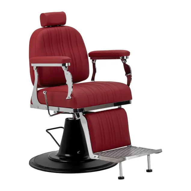 Poltrona Barber Professionale Seduta Rossa e Base Nera