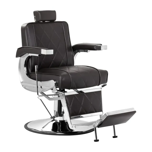 Poltrona Barbiere Professionale Hair System Nera e Acciaio