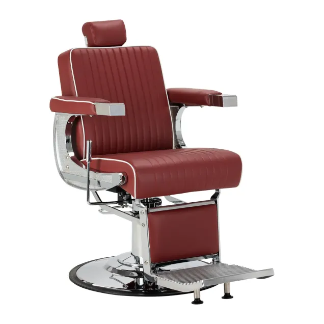 Poltrona Barbiere Professionale Rossa con base Cromata