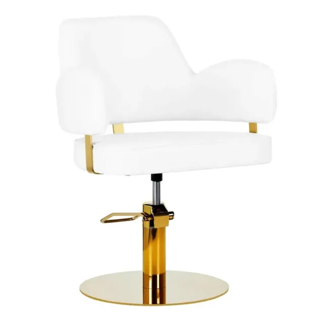 Poltrona Parrucchiera Bianca e Oro Chic Gold con Poggiapiedi Estraibile