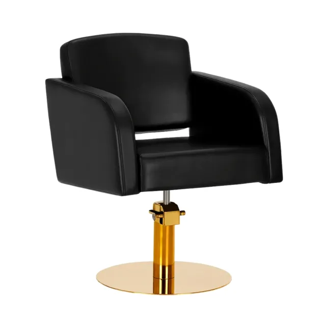 Poltrona Parrucchiera Oro e Nera con Base Rotonda NEW