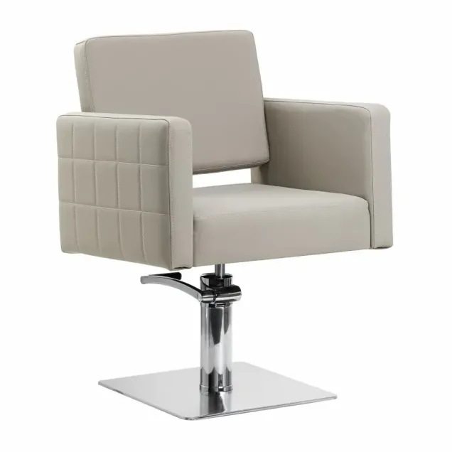 Poltrona Parrucchiere Beige con Base Quadrata - Offerta Lancio