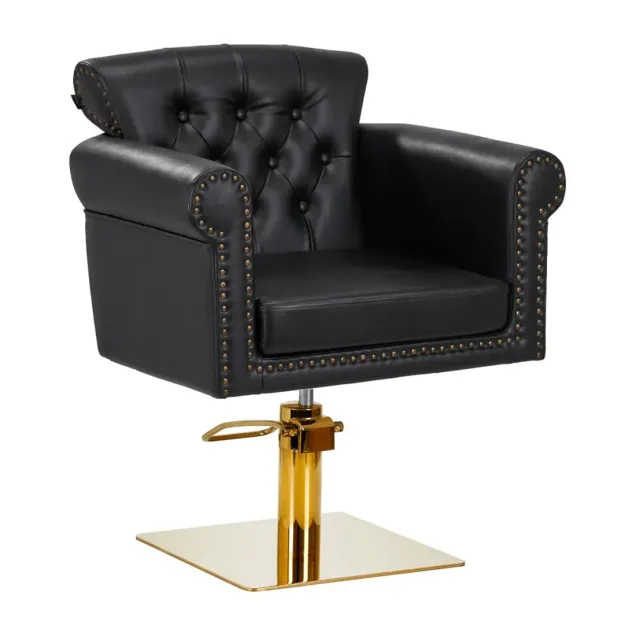 Poltrona Parrucchiere Chester con Borchie Oro e Schienale Trapuntato
