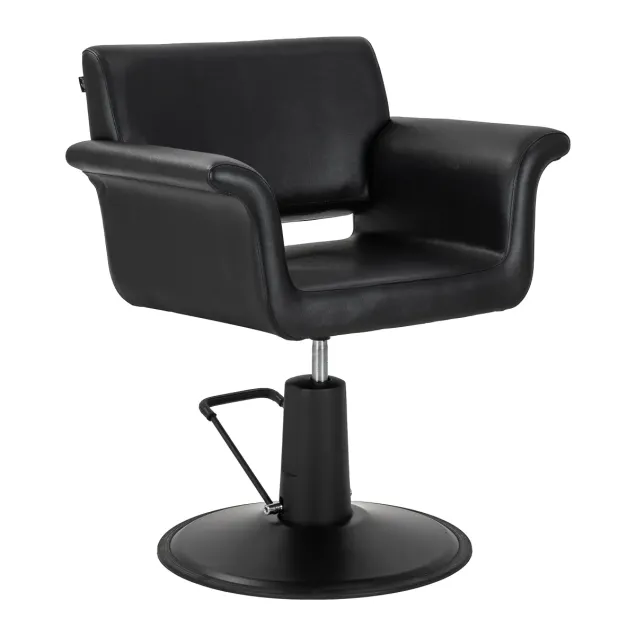 Poltrona Parrucchiere Professionale con Base Tonda Total Black
