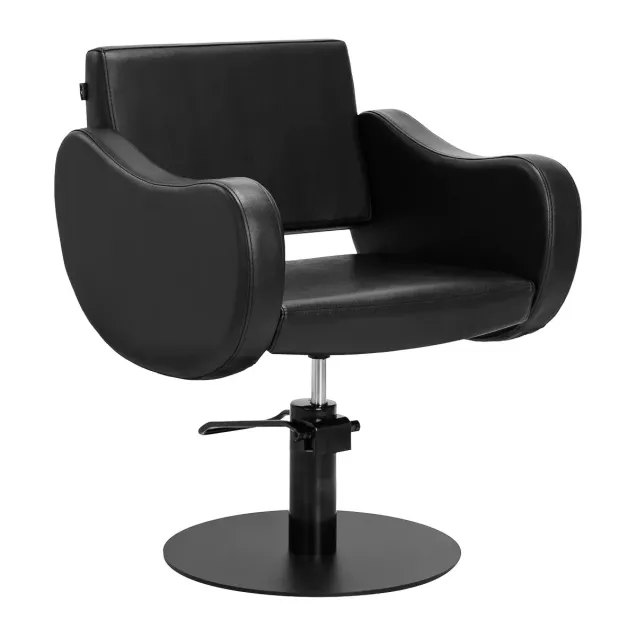 Poltrona Parrucchiere Professionale Nera con Base Tonda Opaca