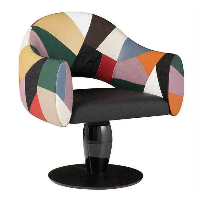 Poltrona Parrucchieri Ceriotti Biky con Rivestimento Skai Patchwork
