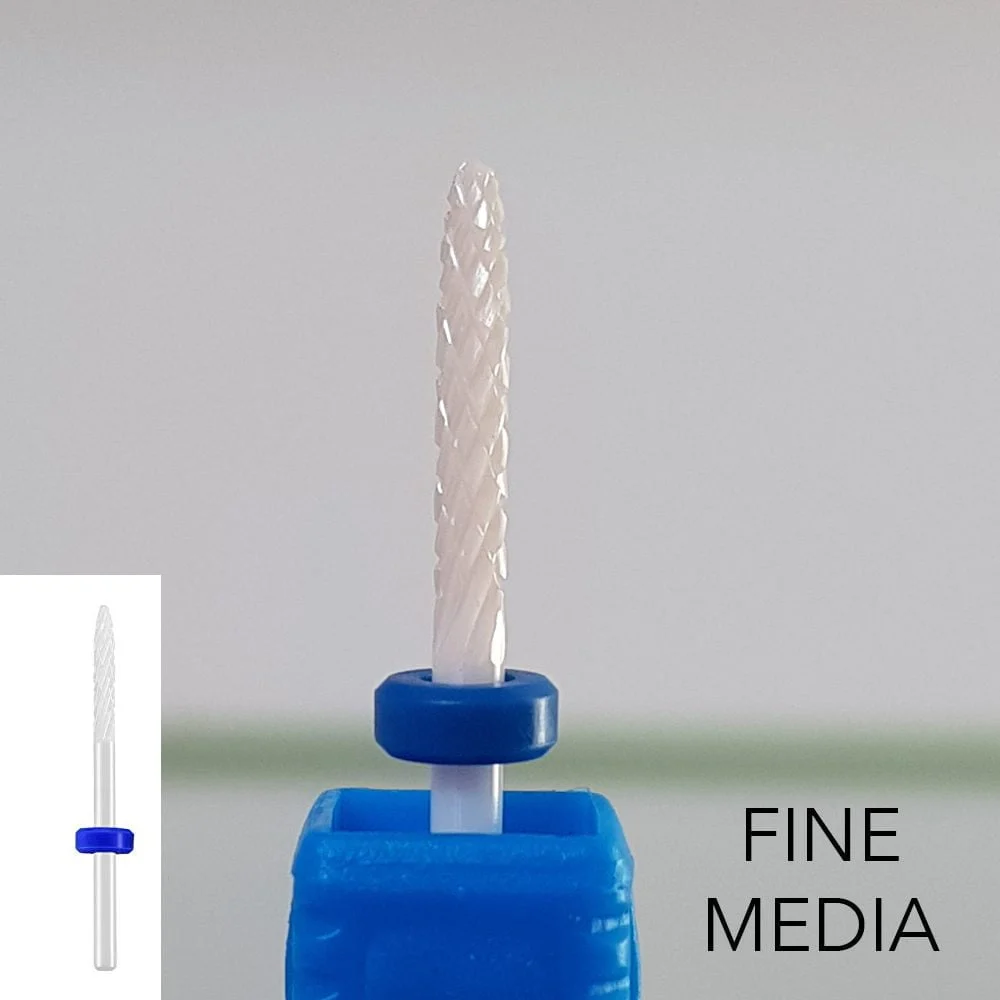 Punta in Ceramica Fine Grana Media per Fresa Rifiniture Manicure e Ricostruzione Unghie