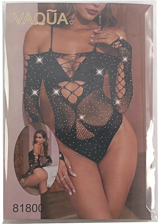 Abito erotico a rete con strass 81800, nero