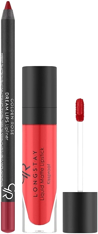 Golden Rose Matte LipKit Scarlet Red (lipstick/5.5 ml + lipliner/1.6g)