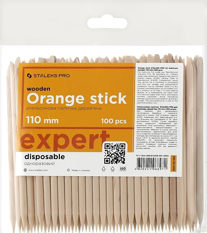 Bastoncini arancioni per manicure, 110 mm, 100 pz