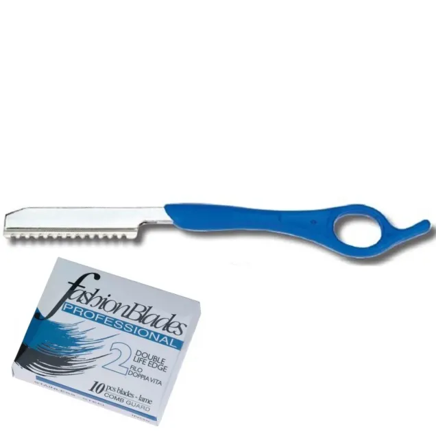 Rasoio Sfilzino per Capelli Faether con Manico a Occhiello e 10 Lame Intere