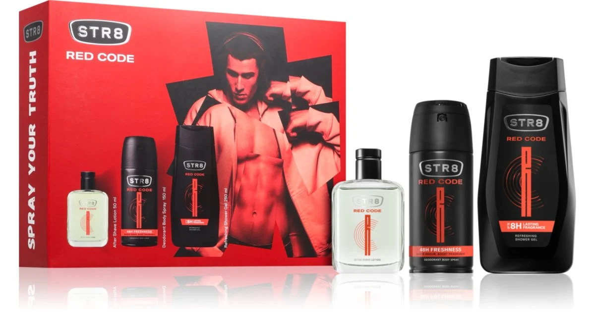 STR8 Red Code confezione regalo per uomo Eau de Toilette 50 ml + deodorante spray 150 ml + gel doccia energizzante 250 ml