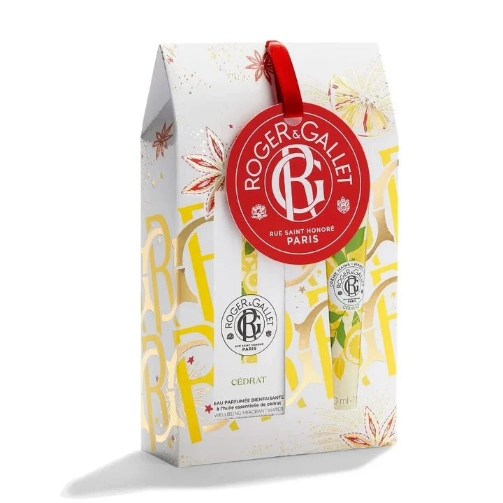 Roger & Gallet Set regalo di Natale benefico Cédrat (30 ml di acqua profumata + 30 ml di crema per le mani)