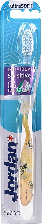 Spazzolino da denti, morbido, bianco con api