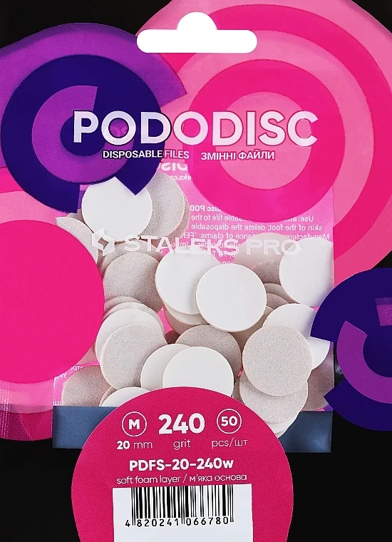 Superfici di ricambio per disco da pedicure Pododisc M, 240 grit, su base morbida