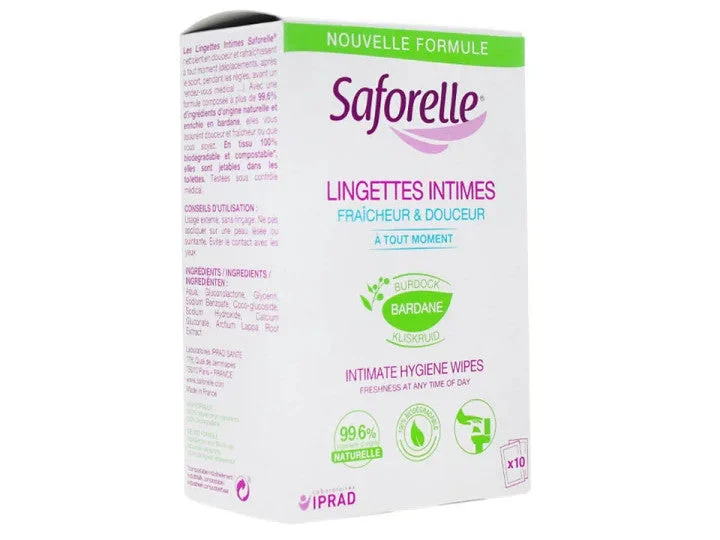 Saforelle Salviette intime Freschezza & Morbidezza Biodegradabili Individuali x10