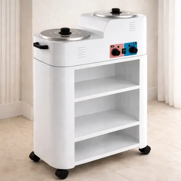 Scaldacera Doppio in Acciaio 2000 W completo di Carrello Estetista