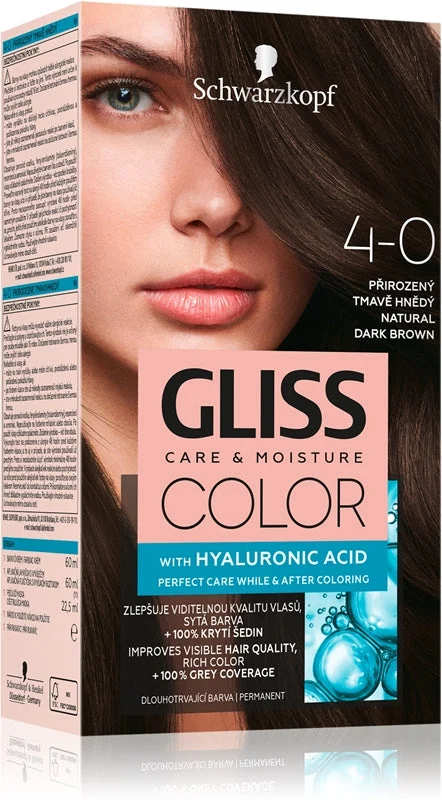 Colore permanente dei capelli Gliss Color - Shade: 4-0 Natural dark brown
