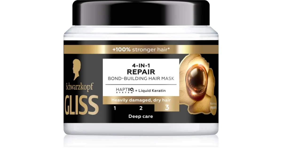 Schwarzkopf professional Gliss Repair 4-in-1 Maschera per Capelli profondamente curativa per capelli gravemente danneggiati e secchi - 400 ml