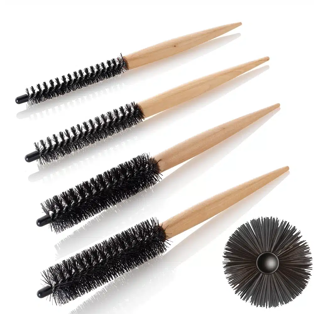 Scovoli per capelli in nylon, manico in legno 16 mm 22 mm, 26 mm, 30 mm