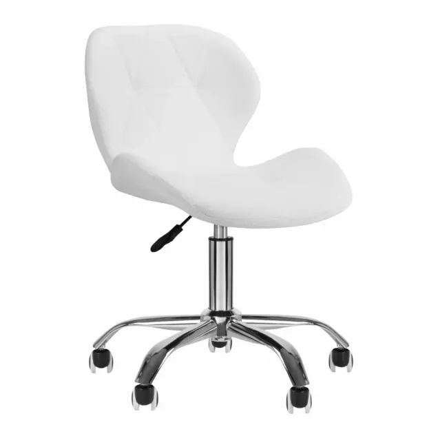 Sedia da Estetista Professionale con Rivestimento Bianco Trapuntato