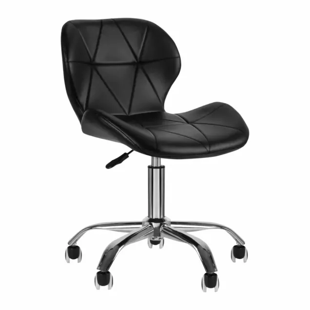 Sedia da Estetista Professionale con Rivestimento Nero Trapuntato