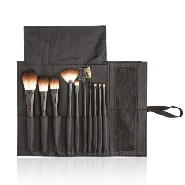 Set Pennelli Trucco 10 Pz. in Setola di Nylon con Custodia NEW